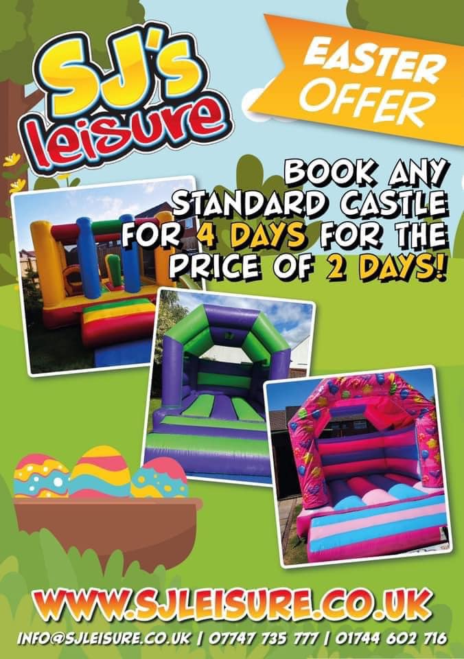 An image of a special promotional offer from SJ's Leisure for Easter weekend.